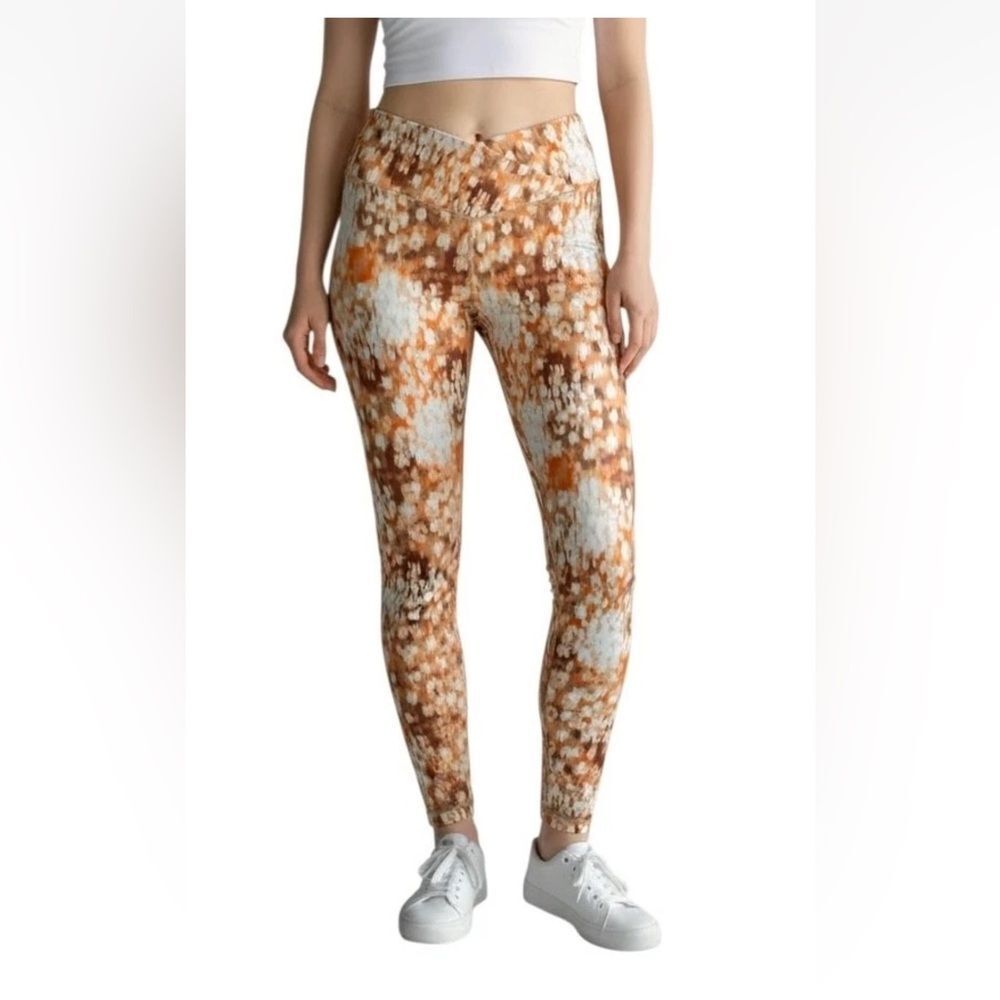 Aerie, Offline by Aerie orange/ brown/cream 7/8 Crossover Leggings Hi Rise sz M